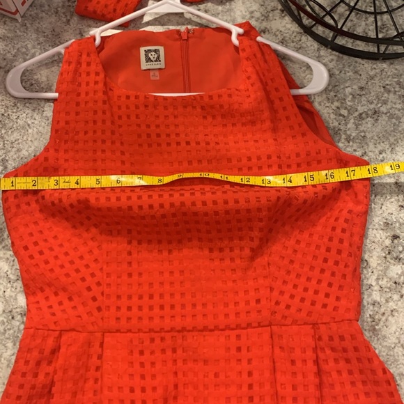 Anne Klein Dress size 6 beautiful orange checkered pattern and tie back - Picture 5 of 12